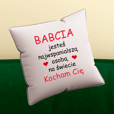 Poduszka z własnym nadrukiem NAJWSPANIALSZA OSOBA - spersonalizowany prezent dla babci - 100prezentow.pl